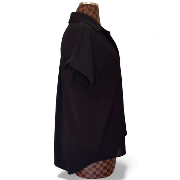 Dreimp Womens Black Button Down Shirt Size Medium Preppy Minimalist Classic - Picture 3 of 9